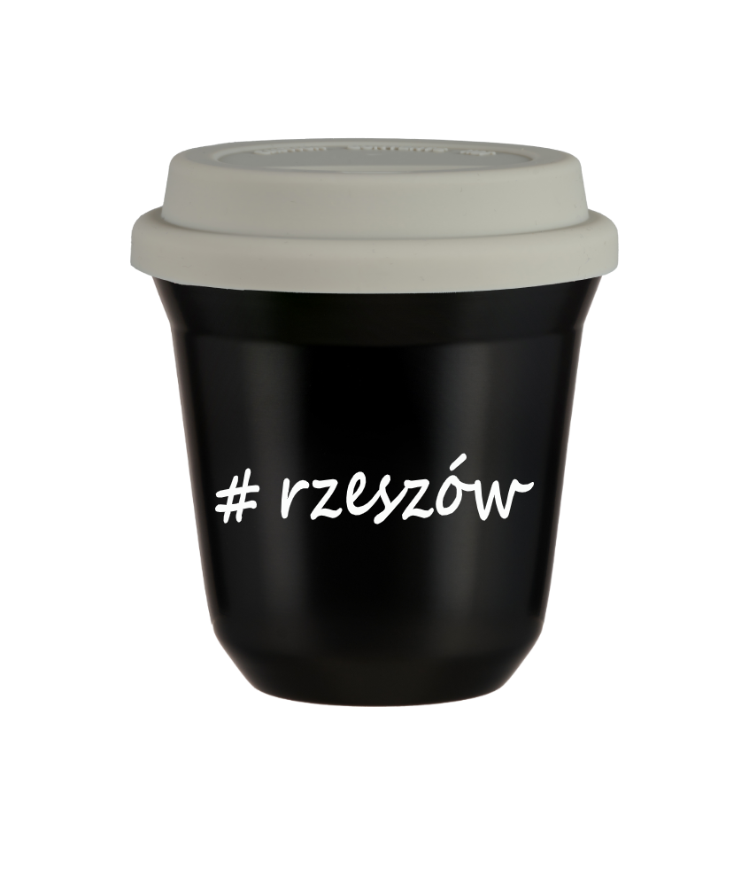 Tasse 150 ml NOIR "Rzeszów", avec couvercle blanc Tasse 150 ml NOIR "Rzeszów", avec couvercle blanc
