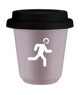 Tasse 80 ml LAVANDE "Coureur (blanc)", avec couvercle noir Tasse 80 ml LAVANDE "Coureur (blanc)", avec couvercle noir