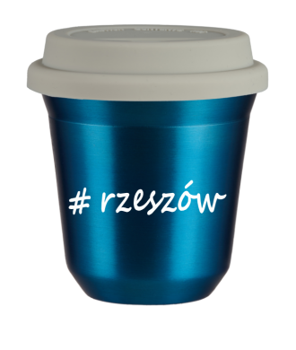 Tasse 150 ml BLEU MÉTALLIQUE "Rzeszów", avec couvercle blanc Tasse 150 ml BLEU MÉTALLIQUE "Rzeszów", avec couvercle blanc