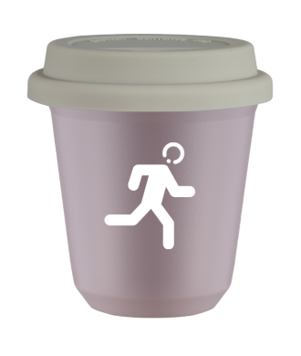 Tasse 80 ml LAVANDE "Coureur (blanc)", avec couvercle blanc Tasse 80 ml LAVANDE "Coureur (blanc)", avec couvercle blanc