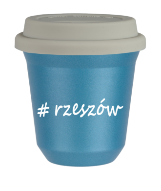 Tasse 240 ml BLEU CLAIR MÉTALLIQUE "Rzeszów", avec couvercle blanc Tasse 240 ml BLEU CLAIR MÉTALLIQUE "Rzeszów", avec couvercle blanc