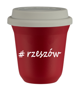 Tasse 150 ml ROUGE "Rzeszów", avec couvercle blanc Tasse 150 ml ROUGE "Rzeszów", avec couvercle blanc