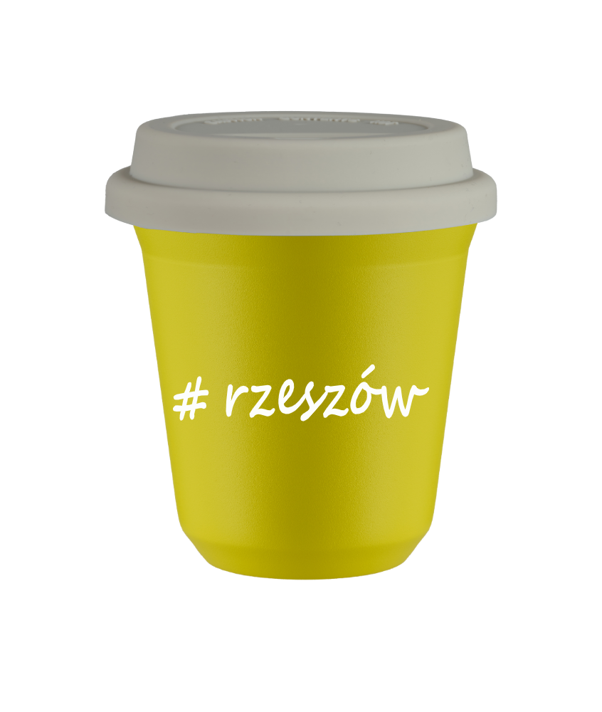 Tasse 150 ml JAUNE "Rzeszów", avec couvercle blanc Tasse 150 ml JAUNE "Rzeszów", avec couvercle blanc