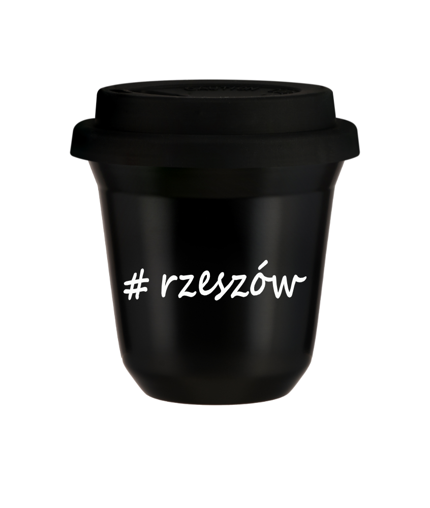 Tasse 150 ml NOIR "Rzeszów", avec couvercle noir Tasse 150 ml NOIR "Rzeszów", avec couvercle noir