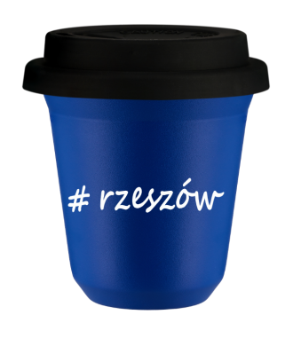 Tasse 240 ml BLEU "Rzeszów", avec couvercle noir Tasse 240 ml BLEU "Rzeszów", avec couvercle noir
