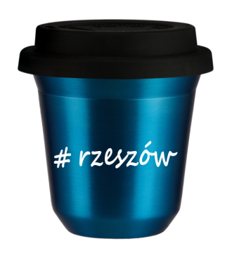 Tasse 240 ml BLEU MÉTALLIQUE "Rzeszów", avec couvercle noir Tasse 240 ml BLEU MÉTALLIQUE "Rzeszów", avec couvercle noir