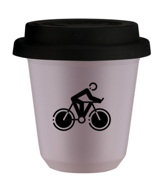 Tasse 80 ml LAVANDE "Cyclisme 2 (noir)", avec couvercle noir Tasse 80 ml LAVANDE "Cyclisme 2 (noir)", avec couvercle noir