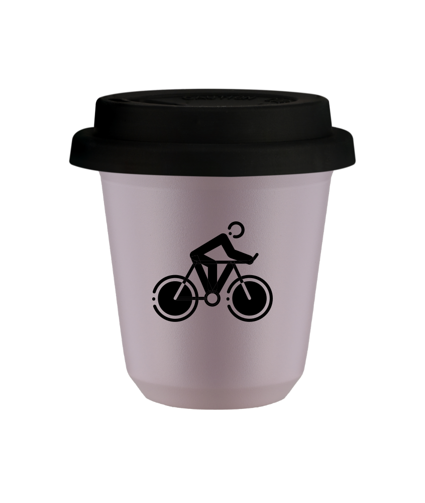 Tasse 80 ml LAVANDE "Cyclisme 2 (noir)", avec couvercle noir