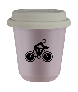 Tasse 80 ml LAVANDE "Cyclisme 2 (noir)", avec couvercle blanc Tasse 80 ml LAVANDE "Cyclisme 2 (noir)", avec couvercle blanc