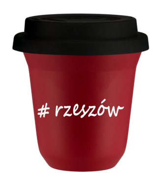 Tasse 150 ml ROUGE "Rzeszów", avec couvercle noir Tasse 150 ml ROUGE "Rzeszów", avec couvercle noir