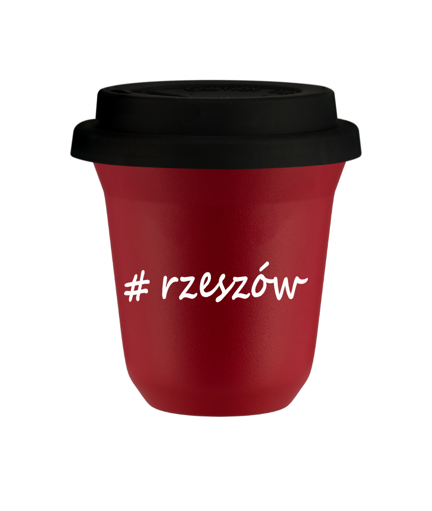 Tasse 240 ml ROUGE "Rzeszów", avec couvercle noir Tasse 240 ml ROUGE "Rzeszów", avec couvercle noir