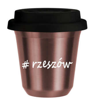 Tasse 150 ml OR ROSE "Rzeszów", avec couvercle noir Tasse 150 ml OR ROSE "Rzeszów", avec couvercle noir