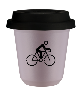 Tasse 80 ml LAVANDE "Cyclisme 3", avec couvercle noir Tasse 80 ml LAVANDE "Cyclisme 3", avec couvercle noir