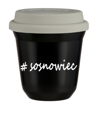 Tasse 150 ml NOIR "Sosnowiec", avec couvercle blanc Tasse 150 ml NOIR "Sosnowiec", avec couvercle blanc