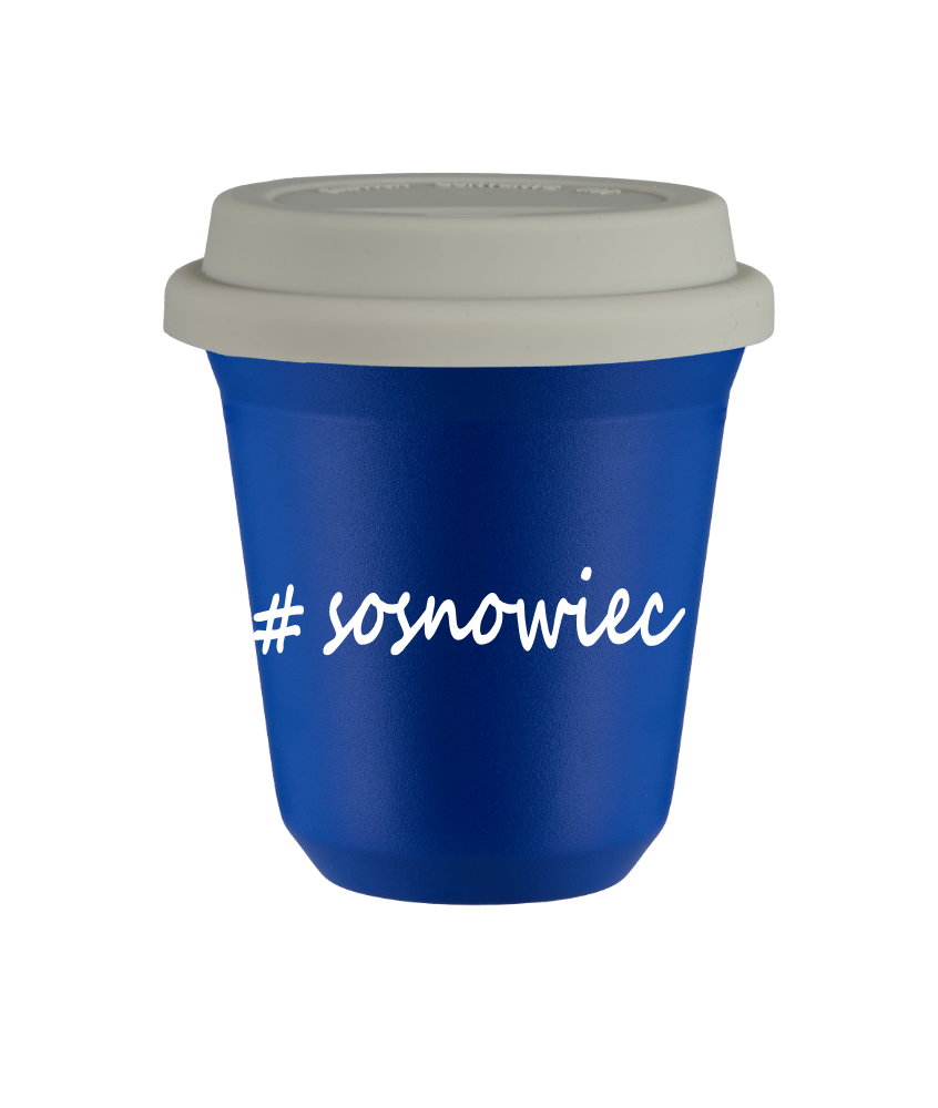 Tasse 150 ml BLEU "Sosnowiec", avec couvercle blanc Tasse 150 ml BLEU "Sosnowiec", avec couvercle blanc
