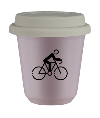 Tasse 80 ml LAVANDE "Cyclisme 3 (noir)", avec couvercle blanc Tasse 80 ml LAVANDE "Cyclisme 3 (noir)", avec couvercle blanc