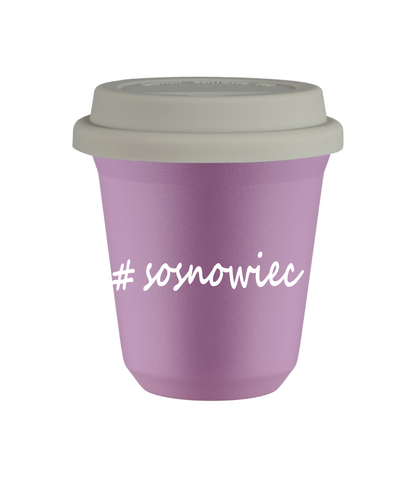 Tasse 150 ml LILAS "Sosnowiec", avec couvercle blanc