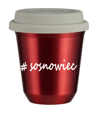 Tasse 80 ml ROUGE MÉTALLIQUE "Sosnowiec", avec couvercle blanc Tasse 80 ml ROUGE MÉTALLIQUE "Sosnowiec", avec couvercle blanc