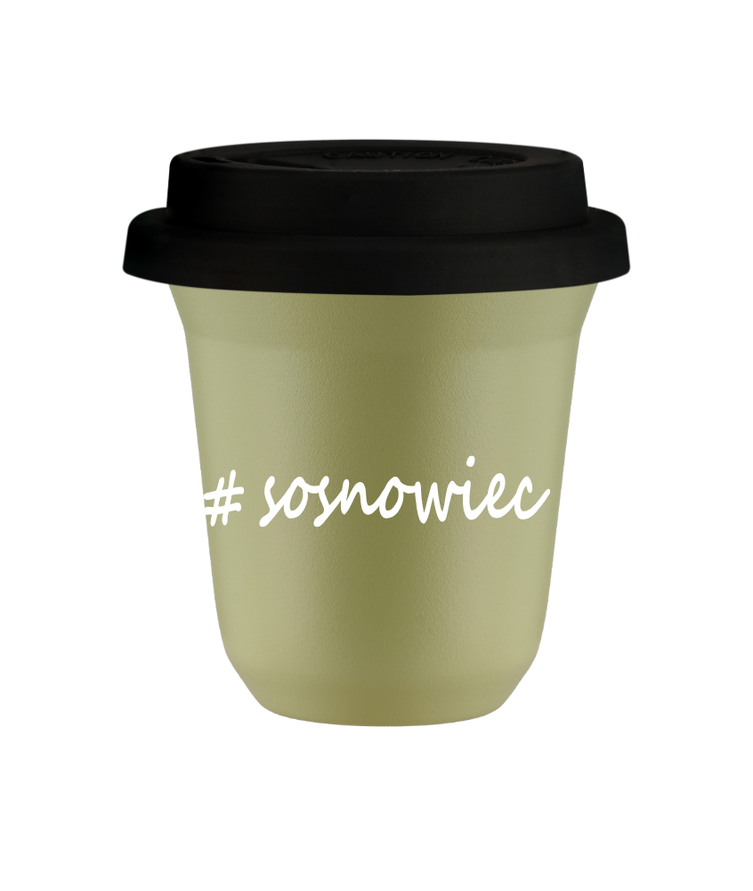 Tasse 150 ml PISTACHE "Sosnowiec", avec couvercle noir Tasse 150 ml PISTACHE "Sosnowiec", avec couvercle noir