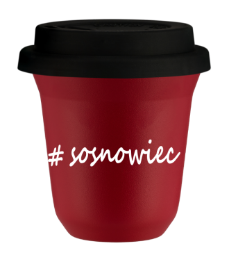 Tasse 240 ml ROUGE "Sosnowiec", avec couvercle noir Tasse 240 ml ROUGE "Sosnowiec", avec couvercle noir