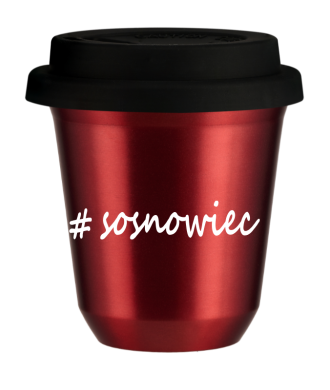 Tasse 150 ml ROUGE MÉTALLIQUE "Sosnowiec", avec couvercle noir Tasse 150 ml ROUGE MÉTALLIQUE "Sosnowiec", avec couvercle noir