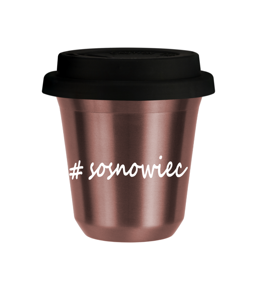 Tasse 150 ml OR ROSE "Sosnowiec", avec couvercle noir Tasse 150 ml OR ROSE "Sosnowiec", avec couvercle noir