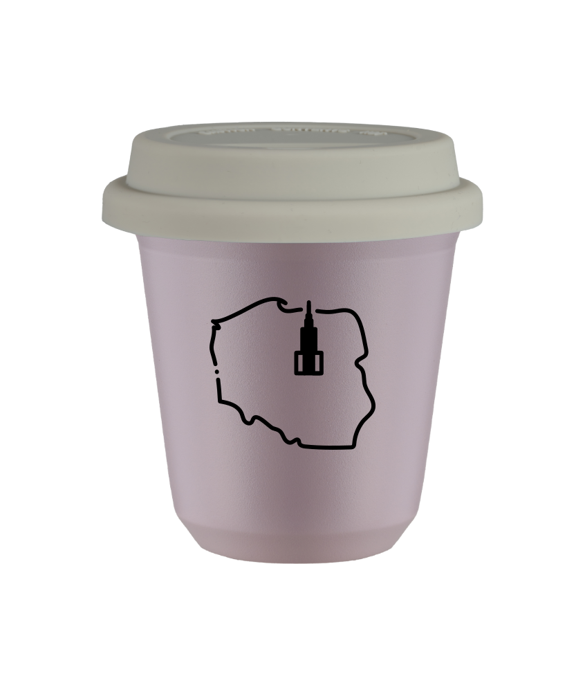 Tasse 80 ml LAVANDE "Pologne (noir)", avec couvercle blanc