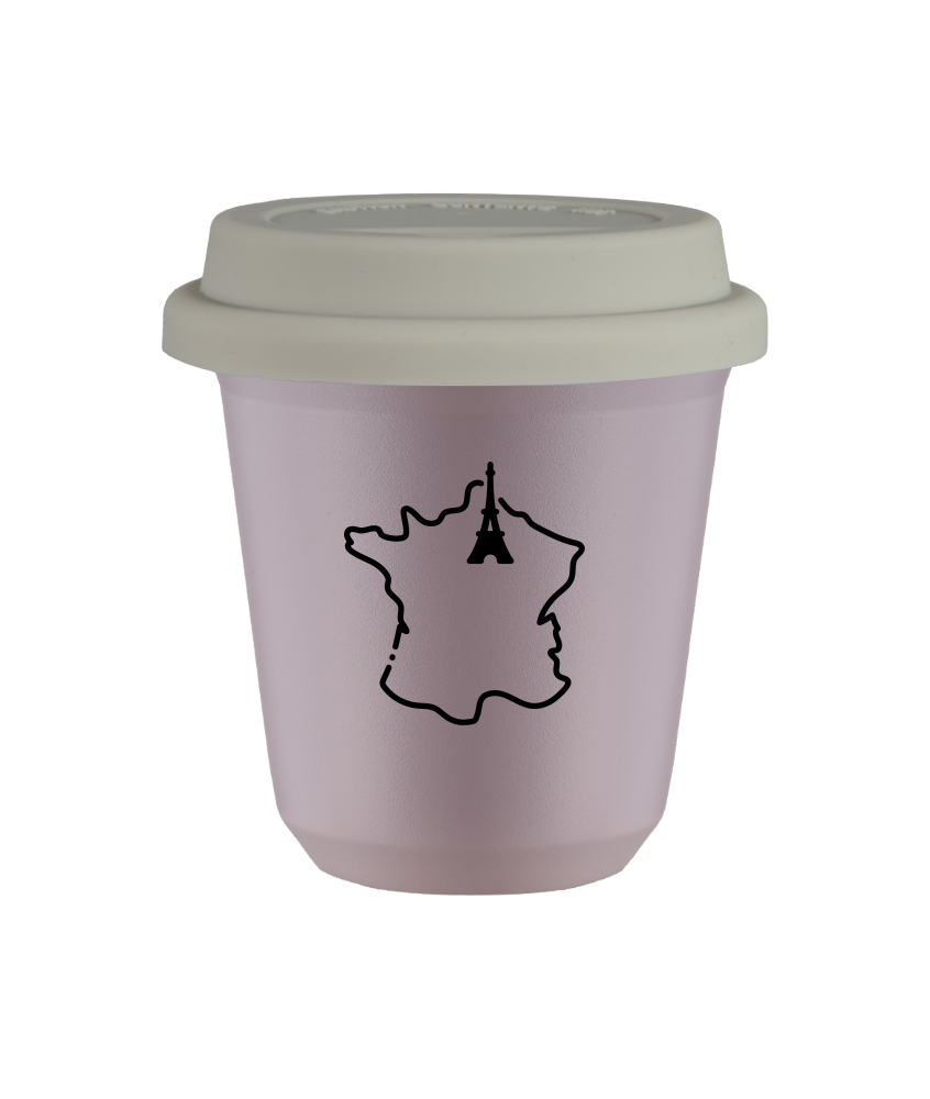 Tasse 80 ml LAVANDE "France (noir)", avec couvercle blanc