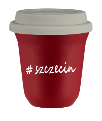 Tasse 240 ml ROUGE "Szczecin", avec couvercle blanc Tasse 240 ml ROUGE "Szczecin", avec couvercle blanc