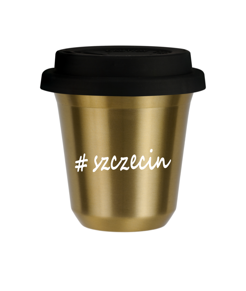 Tasse 150 ml OR "Szczecin", avec couvercle noir Tasse 150 ml OR "Szczecin", avec couvercle noir