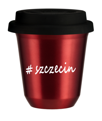 Tasse 80 ml ROUGE MÉTALLIQUE "Szczecin", avec couvercle noir Tasse 80 ml ROUGE MÉTALLIQUE "Szczecin", avec couvercle noir