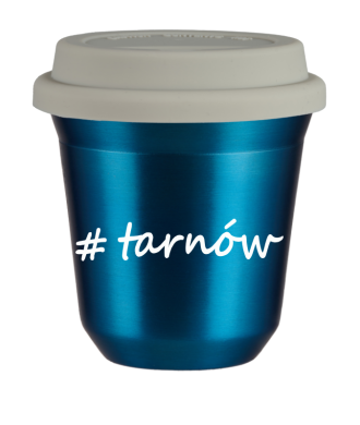 Tasse 150 ml BLEU MÉTALLIQUE "Tarnów", avec couvercle blanc Tasse 150 ml BLEU MÉTALLIQUE "Tarnów", avec couvercle blanc
