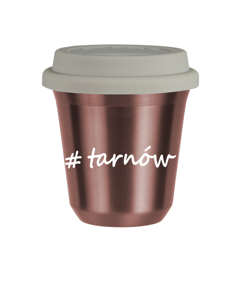 Tasse 150 ml OR ROSE "Tarnów", avec couvercle blanc
