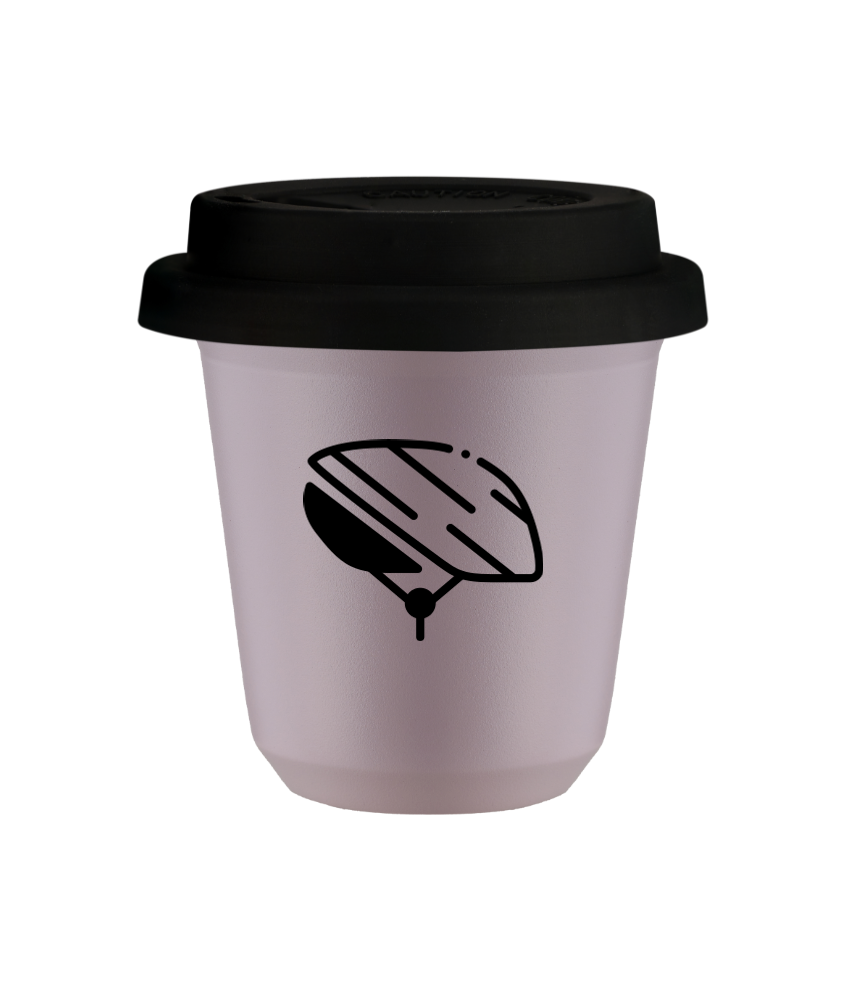 Tasse 80 ml LAVANDE "Casque (noir)", avec couvercle noir