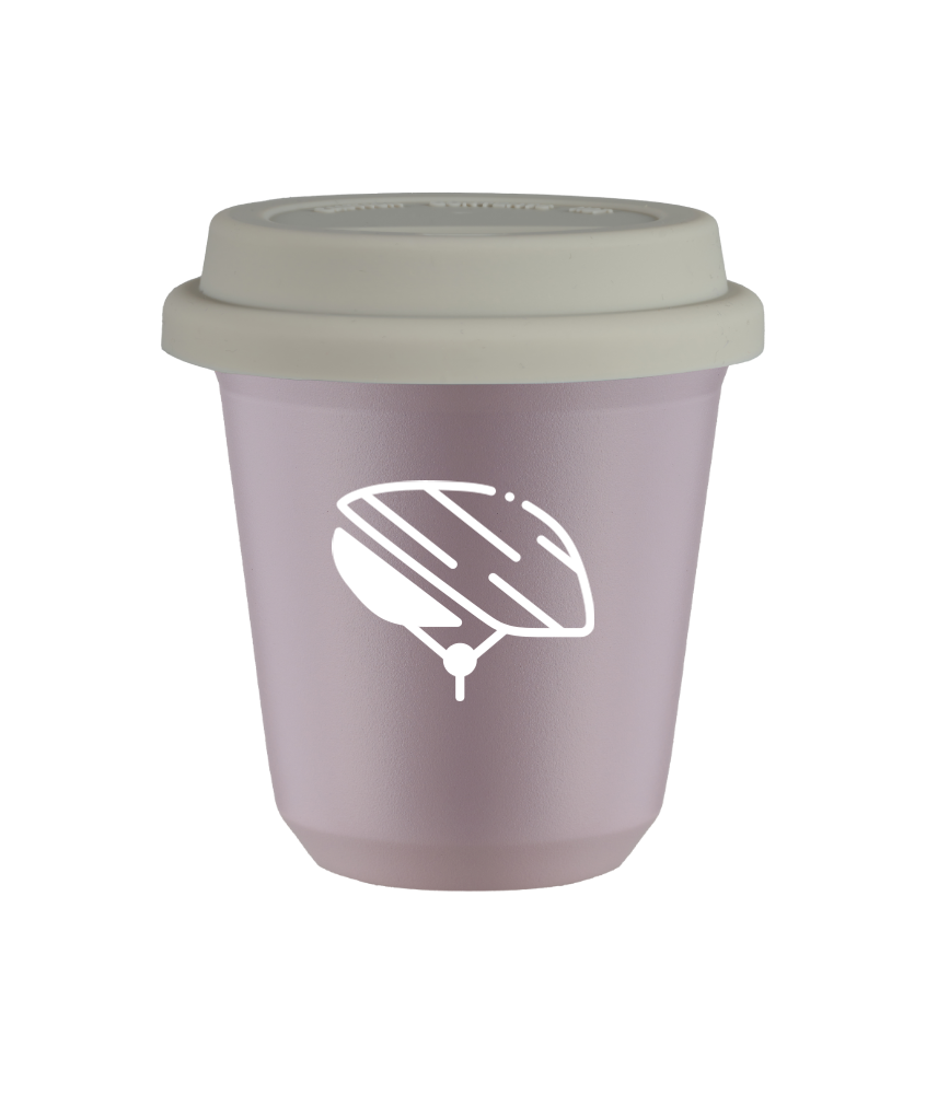 Tasse 80 ml LAVANDE "Casque (blanc)", avec couvercle blanc