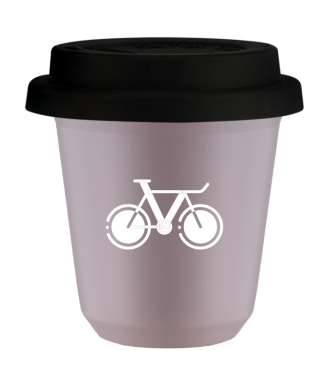 Tasse 80 ml LAVANDE "Vélo 1 (blanc)", avec couvercle noir Tasse 80 ml LAVANDE "Vélo 1 (blanc)", avec couvercle noir