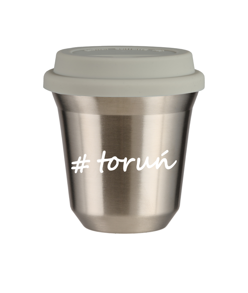 Tasse 240 ml ARGENT "Toruń", avec couvercle blanc Tasse 240 ml ARGENT "Toruń", avec couvercle blanc