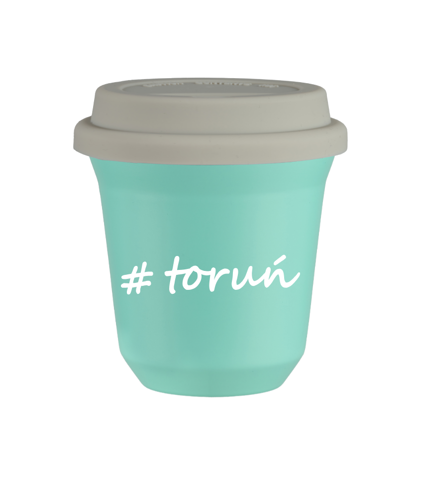 Tasse 80 ml TURQUOISE "Toruń", avec couvercle blanc Tasse 80 ml TURQUOISE "Toruń", avec couvercle blanc