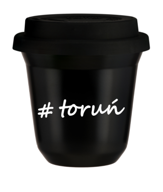 Tasse 150 ml NOIR "Toruń", avec couvercle noir Tasse 150 ml NOIR "Toruń", avec couvercle noir