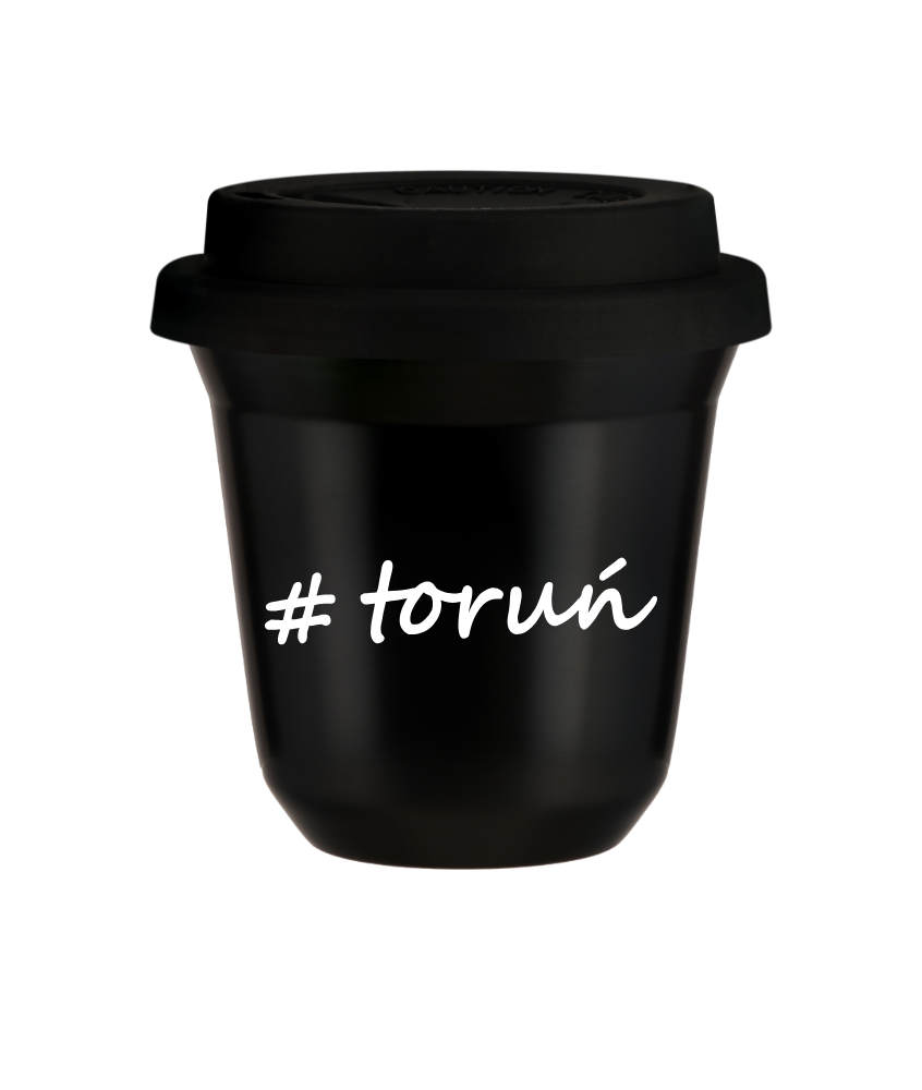 Tasse 150 ml NOIR "Toruń", avec couvercle noir Tasse 150 ml NOIR "Toruń", avec couvercle noir