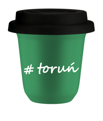 Tasse 150 ml VERT "Toruń", avec couvercle noir Tasse 150 ml VERT "Toruń", avec couvercle noir