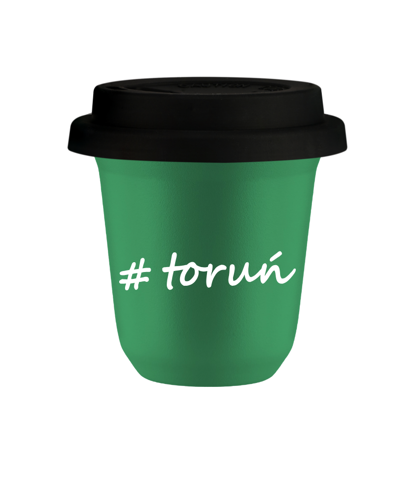 Tasse 150 ml VERT "Toruń", avec couvercle noir