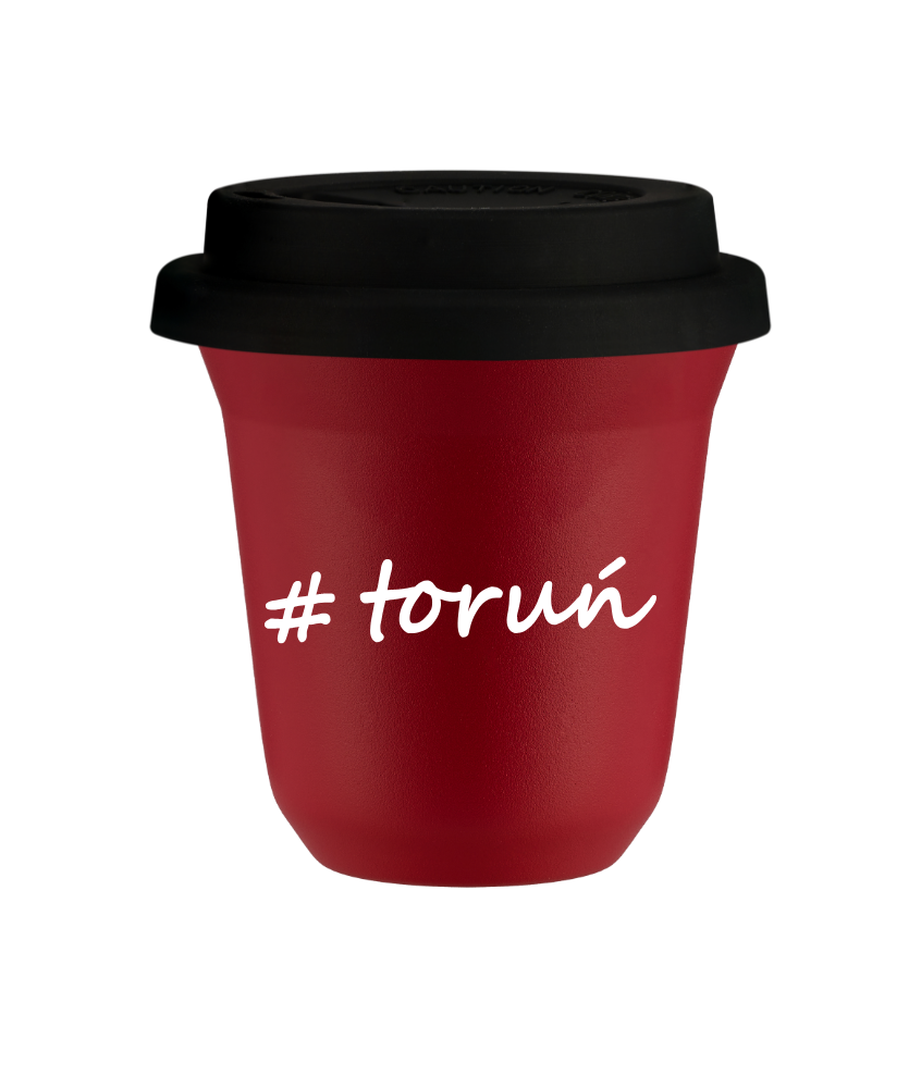 Tasse 240 ml ROUGE "Toruń", avec couvercle noir Tasse 240 ml ROUGE "Toruń", avec couvercle noir