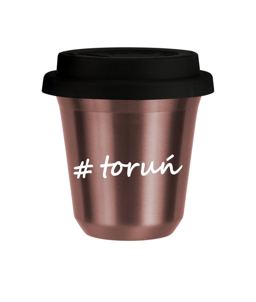 Tasse 150 ml OR ROSE "Toruń", avec couvercle noir