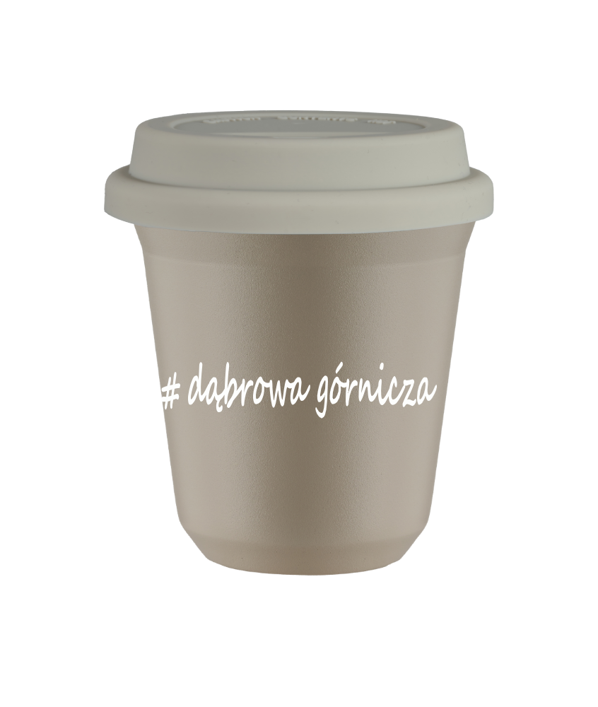 Tasse 150 ml BEIGE "Wałbrzych", avec couvercle blanc Tasse 150 ml BEIGE "Wałbrzych", avec couvercle blanc