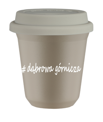 Tasse 240 ml BEIGE "Wałbrzych", avec couvercle blanc Tasse 240 ml BEIGE "Wałbrzych", avec couvercle blanc