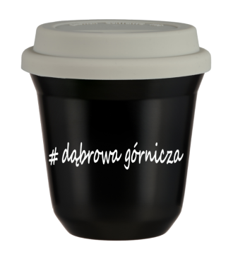 Tasse 150 ml NOIR "Wałbrzych", avec couvercle blanc Tasse 150 ml NOIR "Wałbrzych", avec couvercle blanc