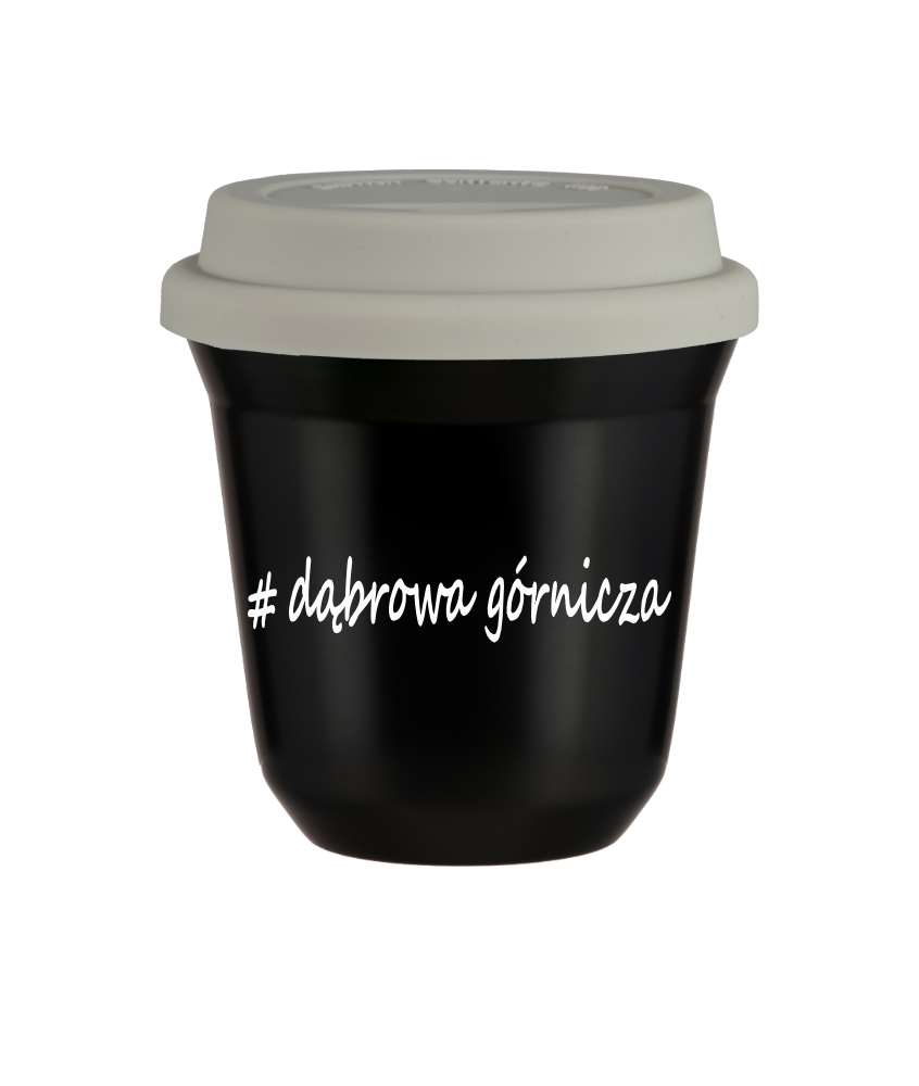 Tasse 150 ml NOIR "Wałbrzych", avec couvercle blanc Tasse 150 ml NOIR "Wałbrzych", avec couvercle blanc