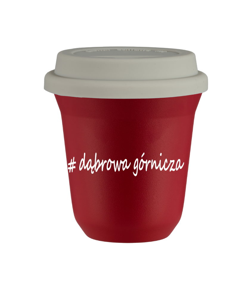 Tasse 150 ml ROUGE "Wałbrzych", avec couvercle blanc Tasse 150 ml ROUGE "Wałbrzych", avec couvercle blanc