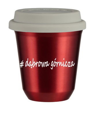Tasse 150 ml ROUGE MÉTALLIQUE "Wałbrzych", avec couvercle blanc Tasse 150 ml ROUGE MÉTALLIQUE "Wałbrzych", avec couvercle blanc